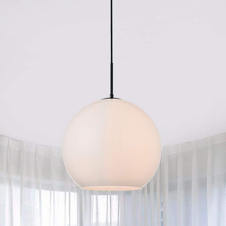 Image 1 Baxter 1 Lt Black Pendant With Frosted White Glass