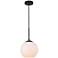 Baxter 1 Lt Black Pendant With Frosted White Glass