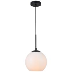 Baxter 1 Lt Black Pendant With Frosted White Glass