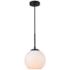 Baxter 1 Lt Black Pendant With Frosted White Glass