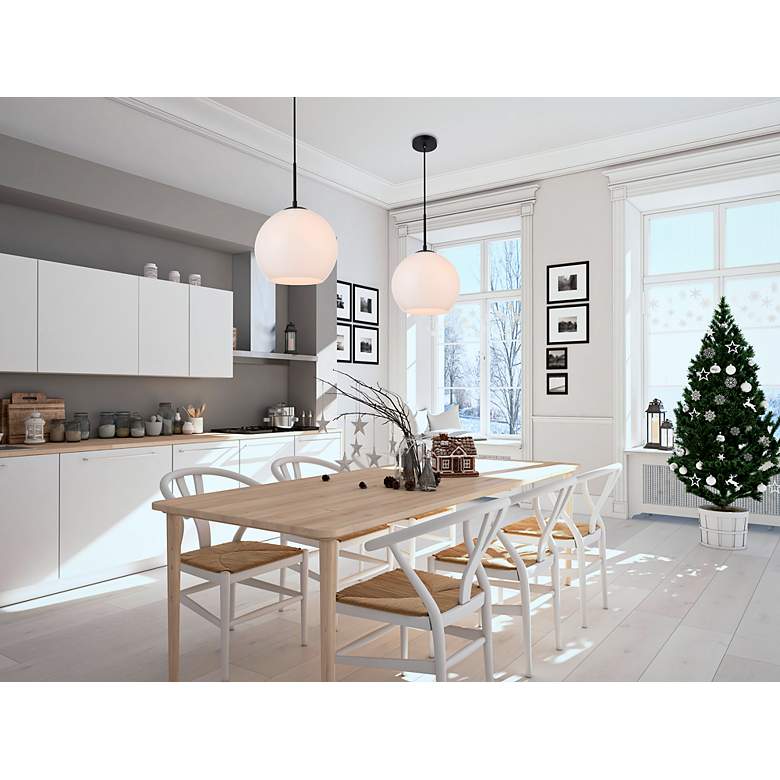 Image 7 Baxter 1 Lt Black Pendant With Frosted White Glass more views