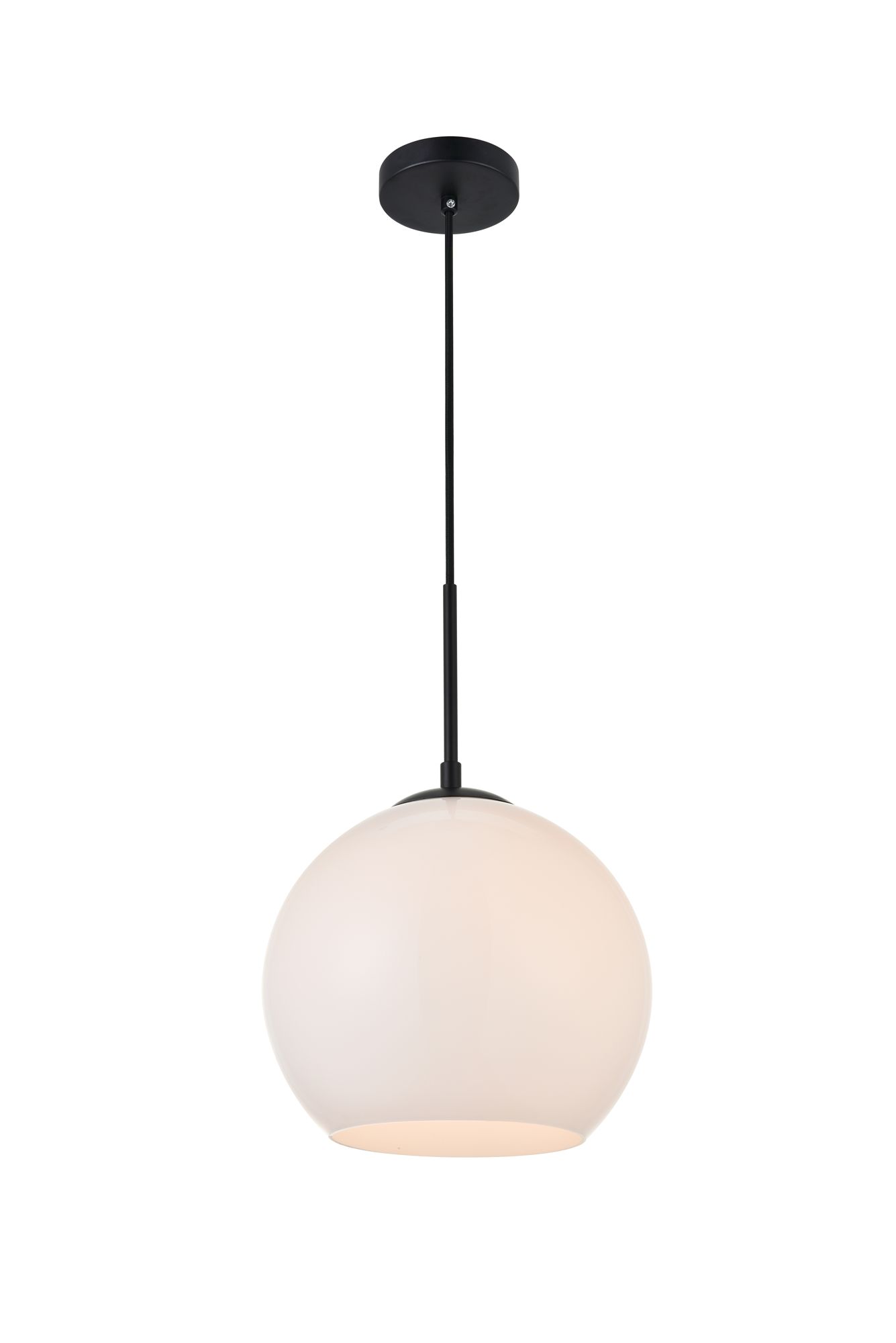 Baxter 1 Lt Black Pendant With Frosted White Glass