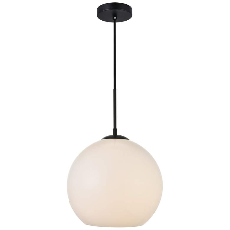 Image 1 Baxter 1 Lt Black Pendant With Frosted White Glass