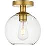 1_Baxter 1 Lt Brass Flush Mount With Clear Glass