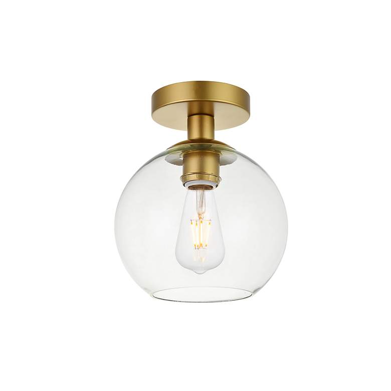 Image 3 Baxter 1 Lt Brass Flush Mount With Clear Glass more views