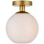 Baxter 1 Lt Brass Flush Mount With Frosted White Glass