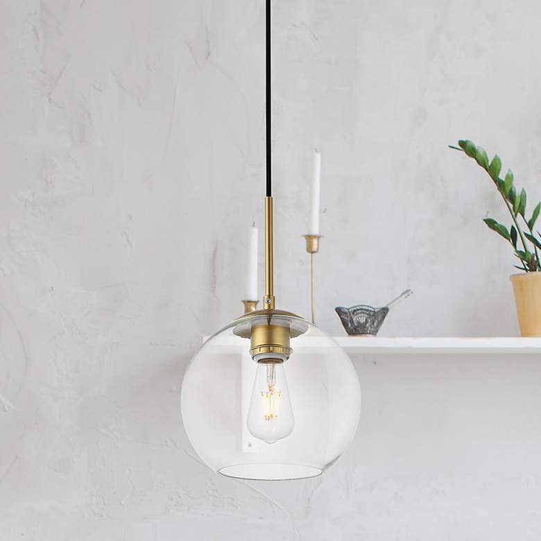 Image 2 Baxter 1 Lt Brass Pendant With Clear Glass