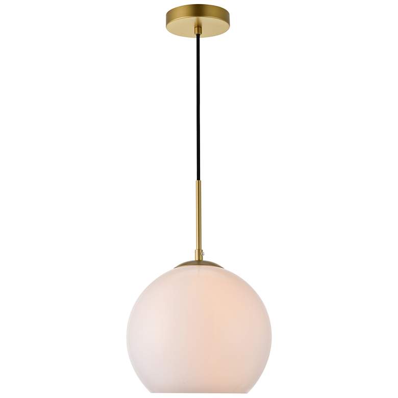 Image 1 Baxter 1 Lt Brass Pendant With Frosted White Glass