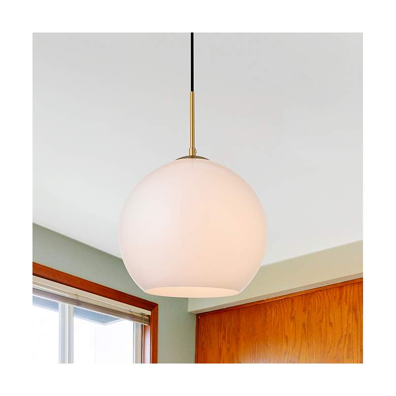 Image 1 Baxter 1 Lt Brass Pendant With Frosted White Glass