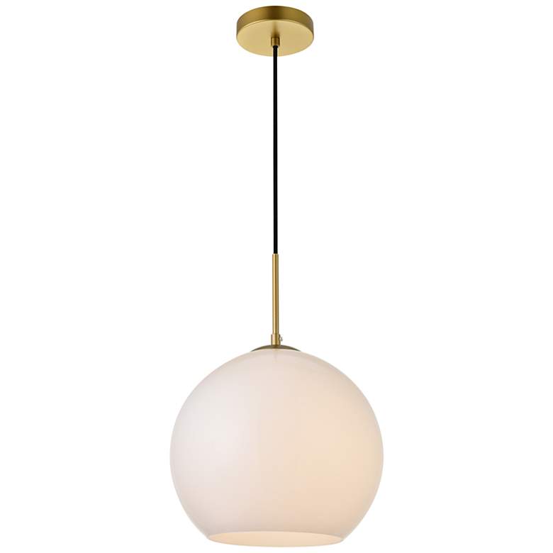Image 4 Baxter 1 Lt Brass Pendant With Frosted White Glass more views