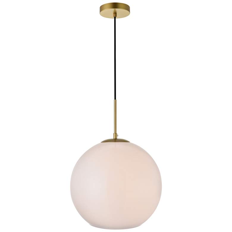 Image 1 Baxter 1 Lt Brass Pendant With Frosted White Glass