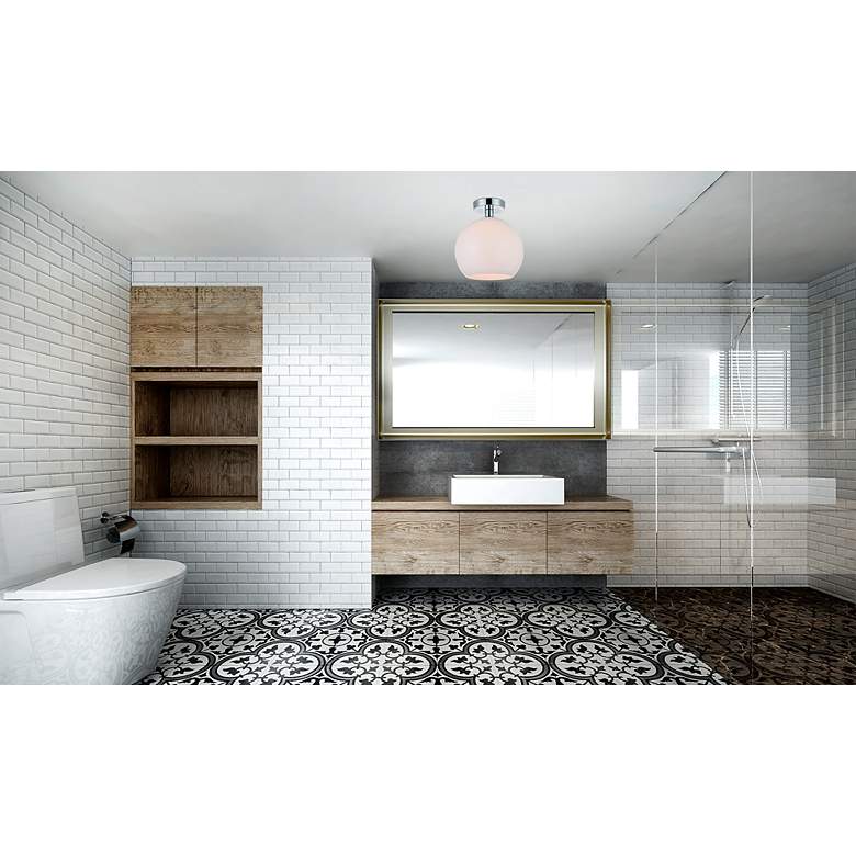 Image 2 Baxter 1 Lt Chrome Flush Mount With Frosted White Glass more views