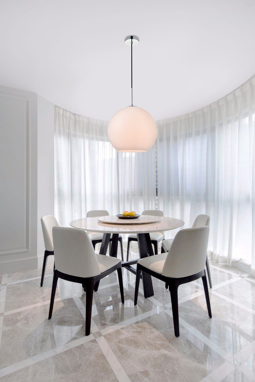 Baxter 1 Lt Chrome Pendant With Frosted White Glass