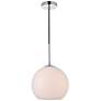 Baxter 1 Lt Chrome Pendant With Frosted White Glass