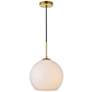 2_Baxter 11 3/4"W Brass Mini Pendant w/ Frosted White Glass