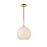 Baxter 11 3/4"W Brass Mini Pendant w/ Frosted White Glass