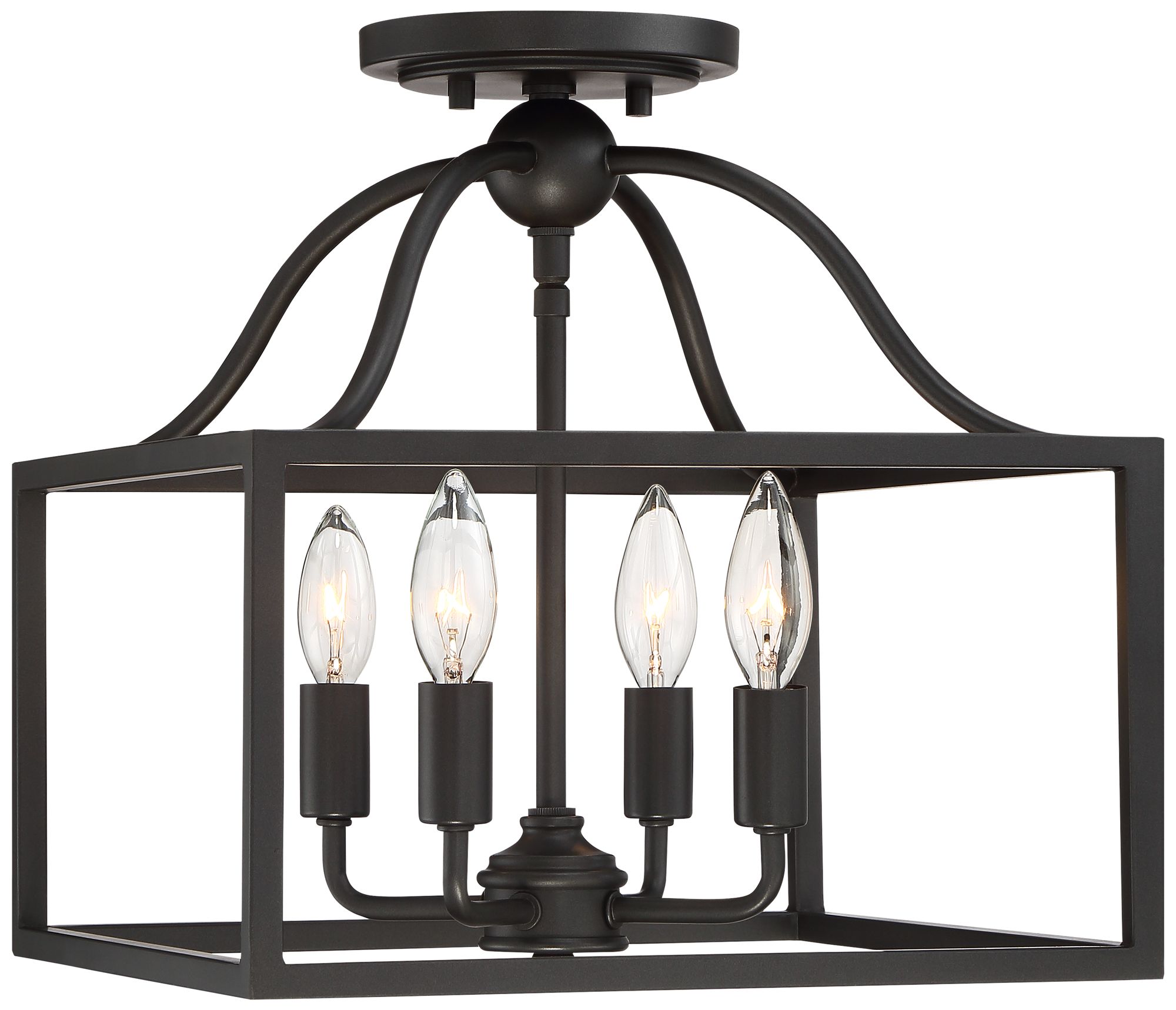 Image 3 Baxter 13" Black Open Cage 4-Light Ceiling Light