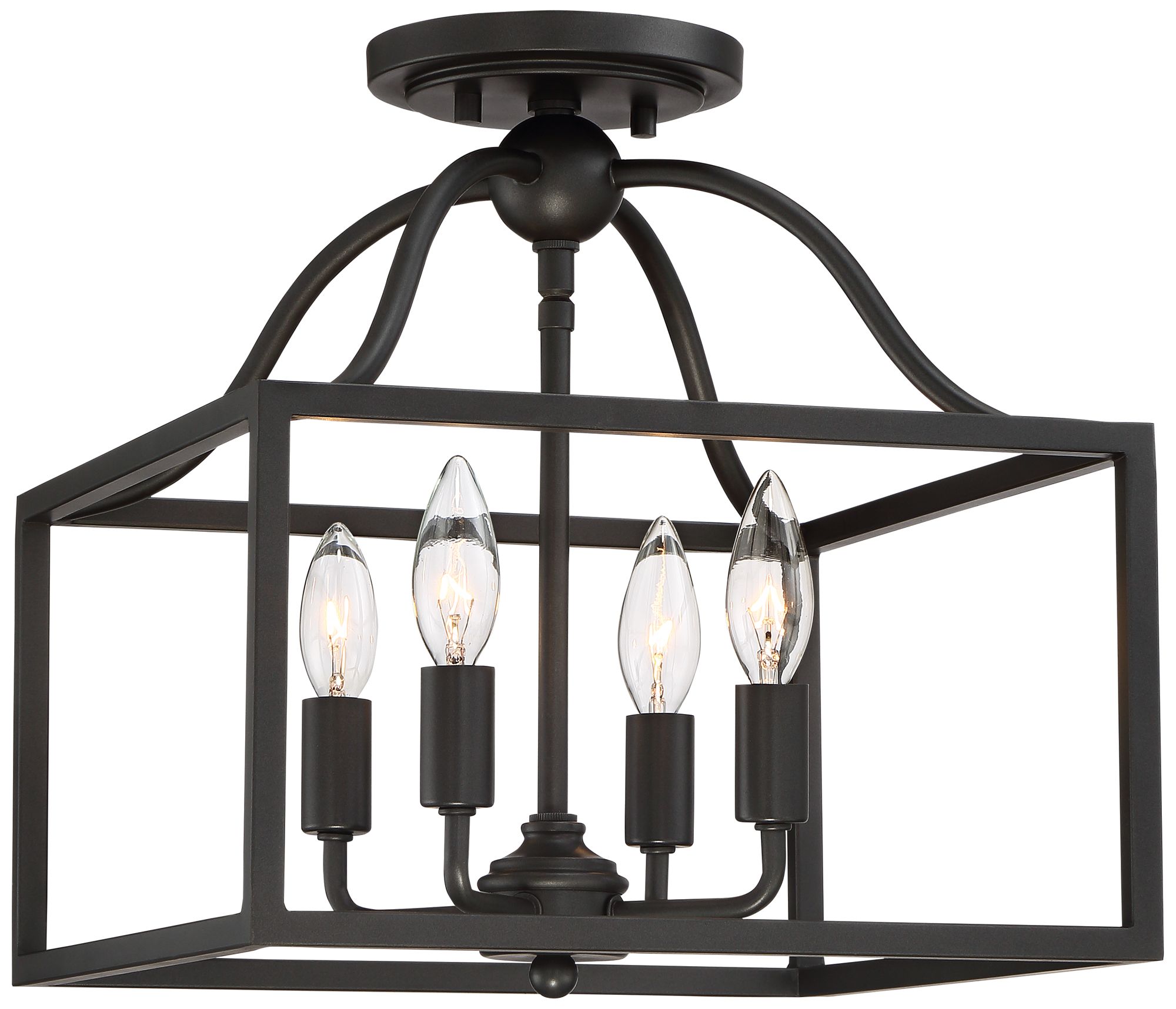 Image 6 Baxter 13" Black Open Cage 4-Light Ceiling Light more views