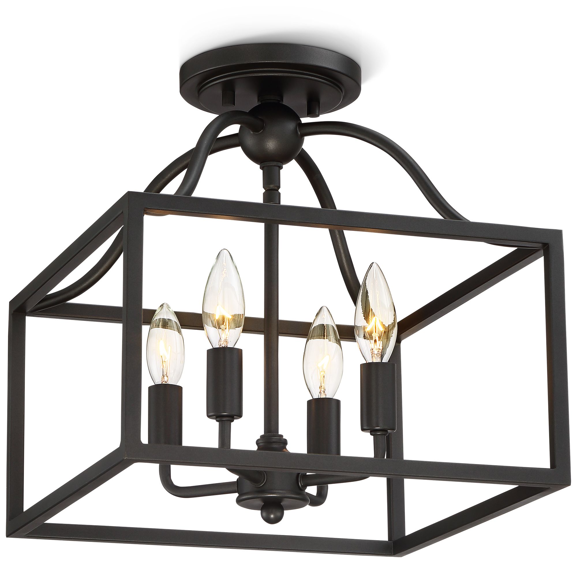 Image 7 Baxter 13" Black Open Cage 4-Light Ceiling Light more views