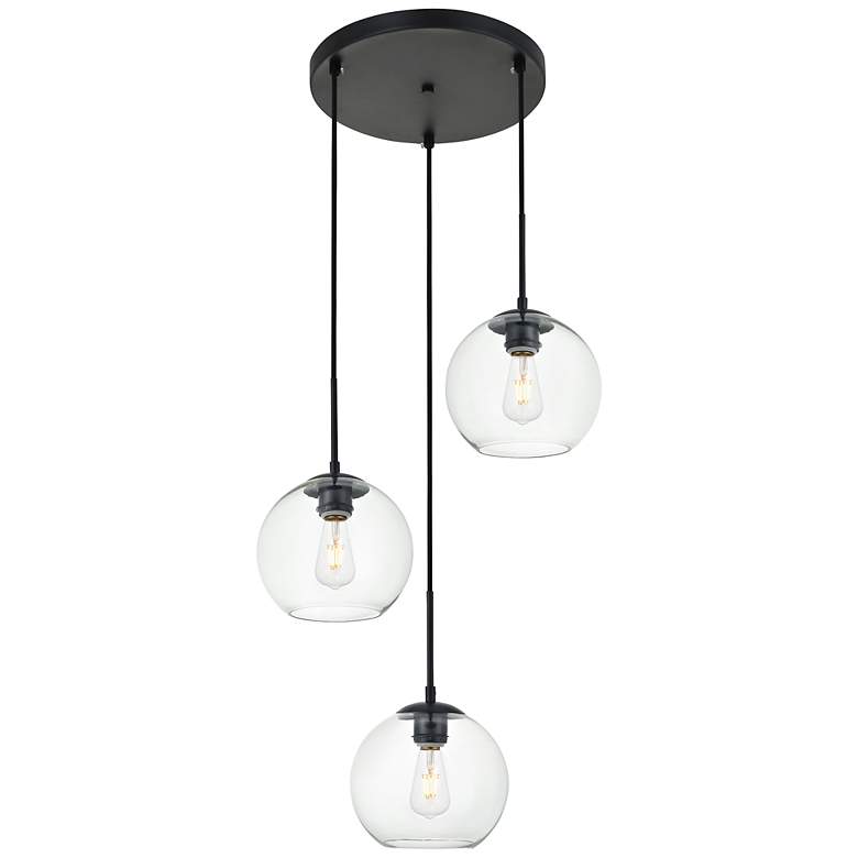 Image 3 Baxter 18" Wide Black Metal 3-Light Pendant