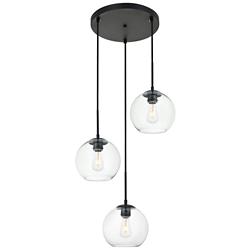 Baxter 18" Wide Black Metal 3-Light Pendant