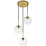 3_Baxter 18" Wide Brass Iron 3-Light Globe Pendant