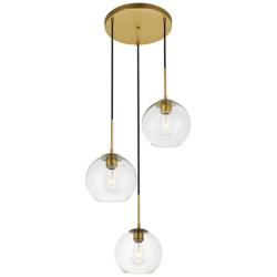 Baxter 18" Wide Brass Iron 3-Light Globe Pendant