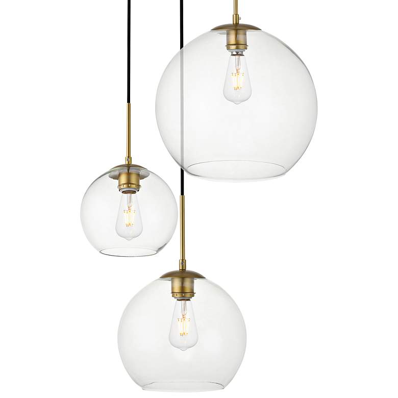 Image 2 Baxter 21" Wide Brass 3-Light Globe Pendant more views