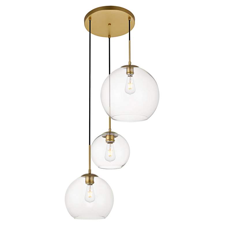 Image 7 Baxter 21" Wide Brass 3-Light Globe Pendant more views