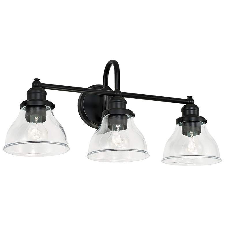 Image 1 Baxter 24 1/4" Wide Matte Black 3-Light Vanity Bath Light