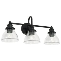 Baxter 24 1/4" Wide Matte Black 3-Light Vanity Bath Light