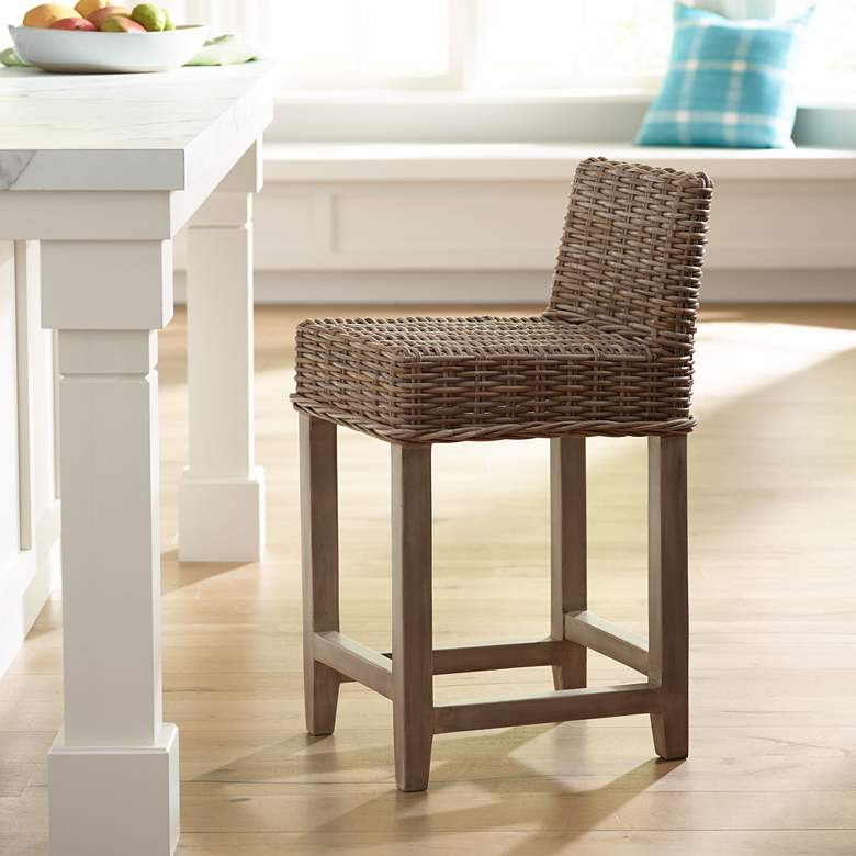 Image 1 Baxter 24 inch Indoor-Outdoor White Mahogany Counter Stool