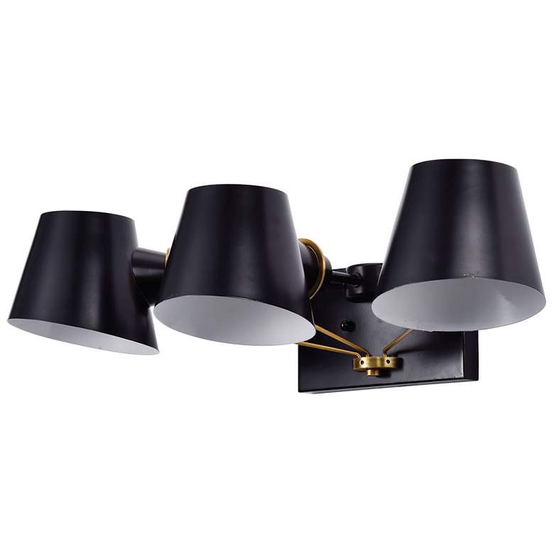 Image 1 Baxter; 3 Light Vanity; Black with Burnished Brass