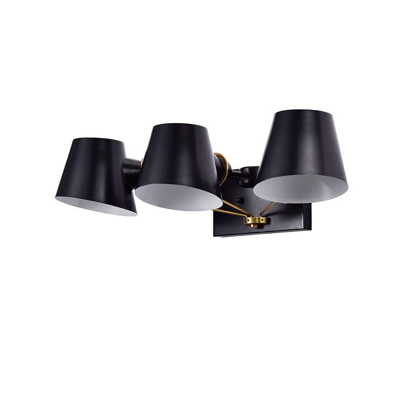 Image 2 Baxter; 3 Light Vanity; Black with Burnished Brass more views