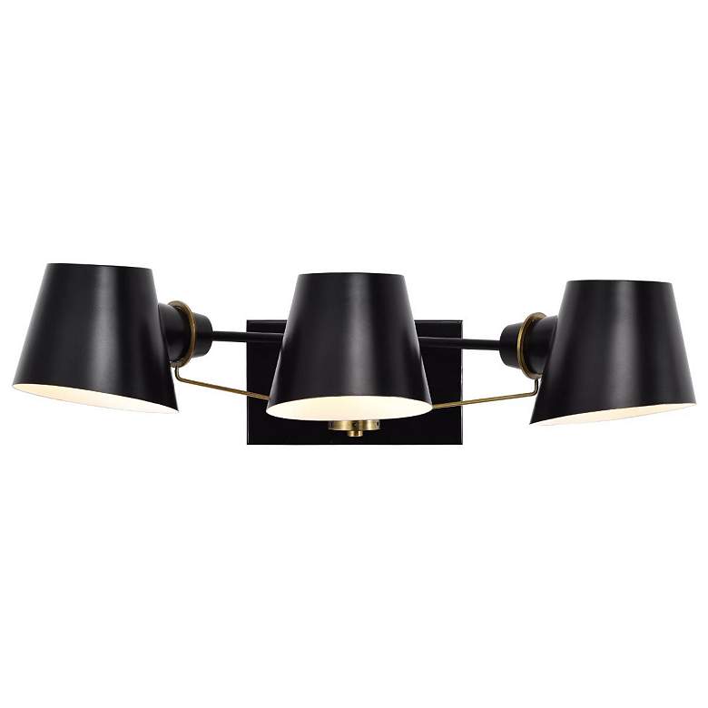 Image 3 Baxter; 3 Light Vanity; Black with Burnished Brass more views