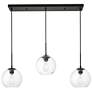 Baxter 3 Lts Black Pendant With Clear Glass