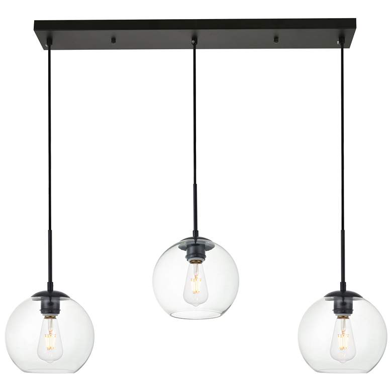Image 1 Baxter 3 Lts Black Pendant With Clear Glass