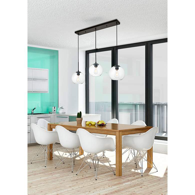 Image 2 Baxter 3 Lts Black Pendant With Clear Glass more views