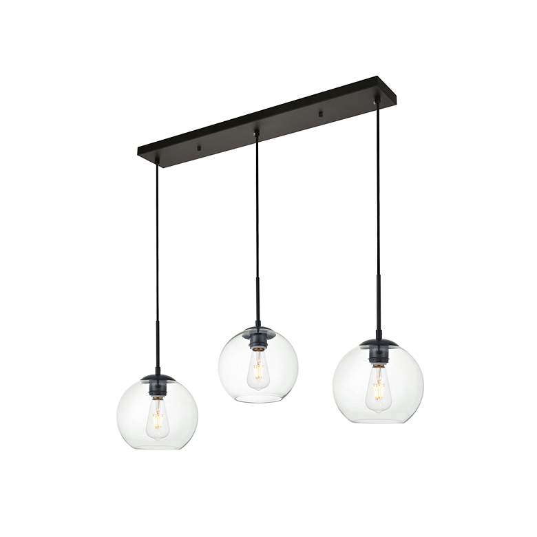 Image 3 Baxter 3 Lts Black Pendant With Clear Glass more views