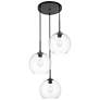 Baxter 3 Lts Black Pendant With Clear Glass