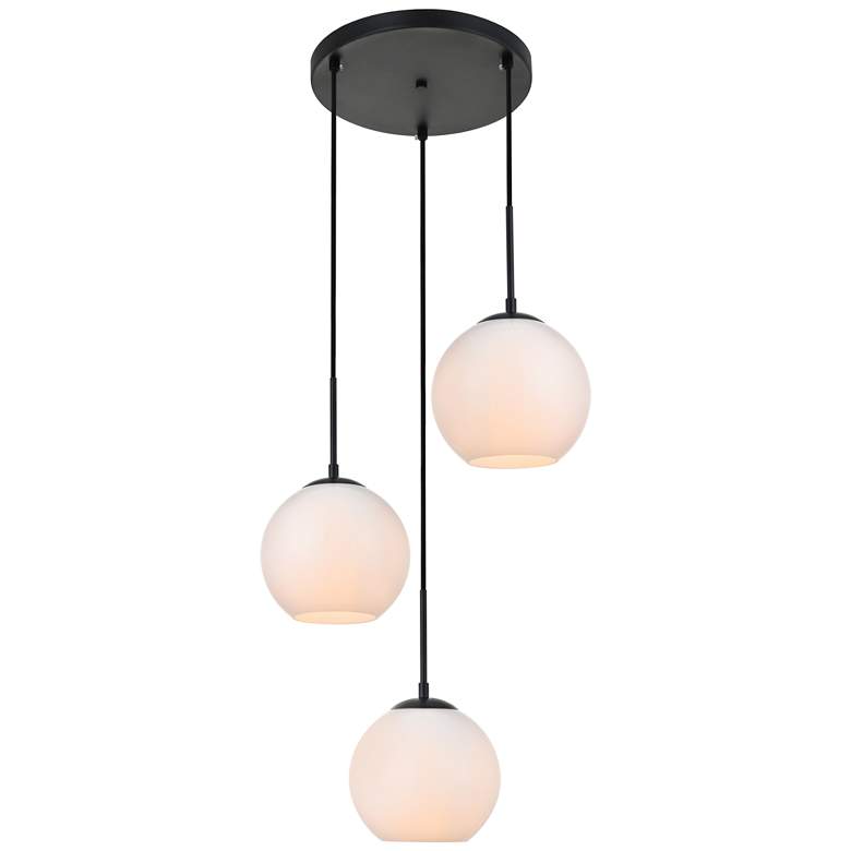 Image 1 Baxter 3 Lts Black Pendant With Frosted White Glass