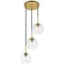 Baxter 3 Lts Brass Pendant With Clear Glass in scene