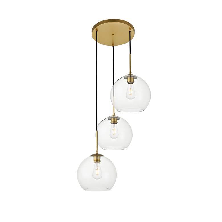 Image 3 Baxter 3 Lts Brass Pendant With Clear Glass more views