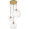 Baxter 3 Lts Brass Pendant With Clear Glass