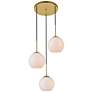 Baxter 3 Lts Brass Pendant With Frosted White Glass