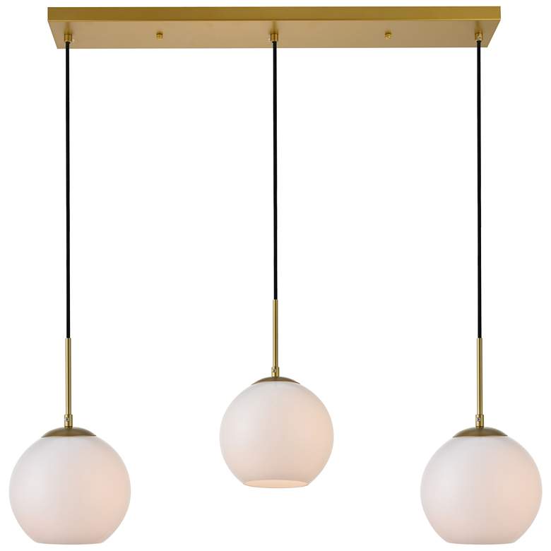 Image 1 Baxter 3 Lts Brass Pendant With Frosted White Glass