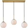 Baxter 3 Lts Brass Pendant With Frosted White Glass