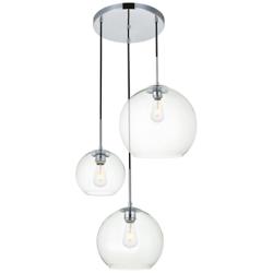 Baxter 3 Lts Chrome Pendant With Clear Glass