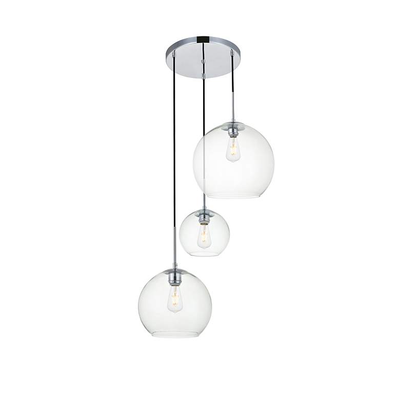 Image 3 Baxter 3 Lts Chrome Pendant With Clear Glass more views