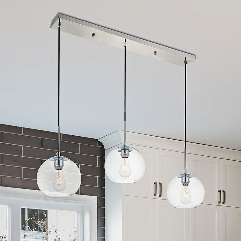 Image 2 Baxter 3 Lts Chrome Pendant With Clear Glass